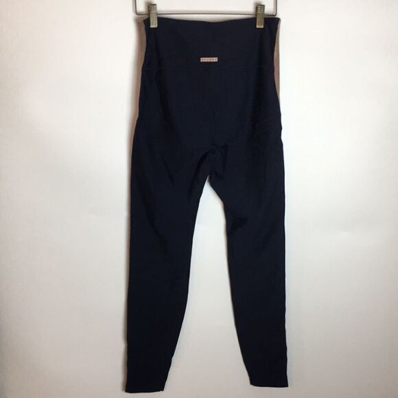 Nylora Bartley Leggings Navy Blue with gold and Lavender  Stripe on sides Sz L - Picture 9 of 16